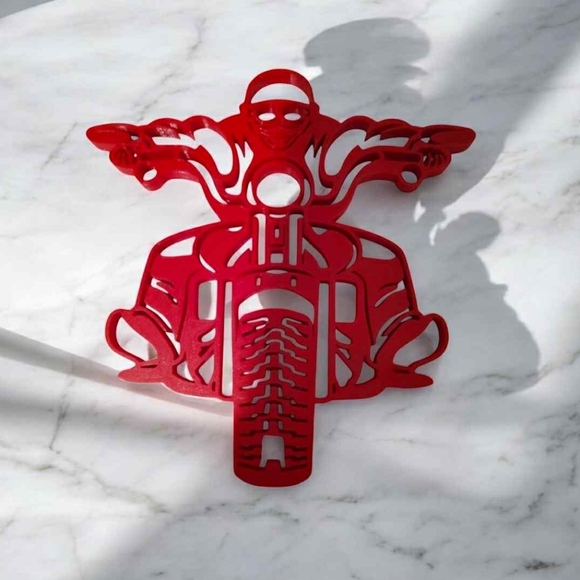 Raw Cyrstals Homemade Other - Bold Red Motorcycle Wall Art
